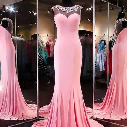 2016 Custom Charming Pink Sheath Prom..