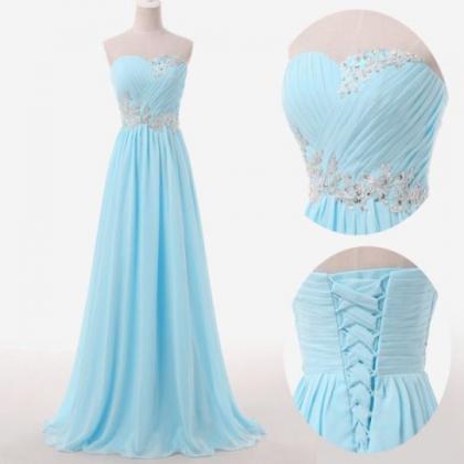Light Blue Prom Dresses,sweetheart Evening..