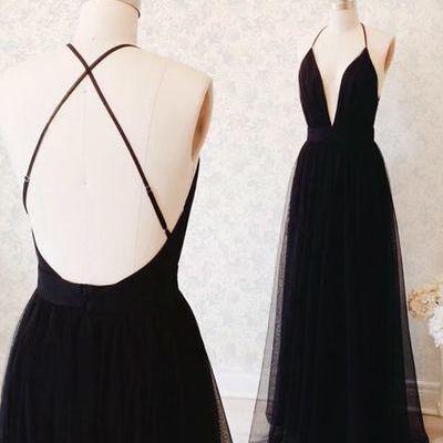 2016 Custom Sexy Black Prom Dress,deep V-neck..