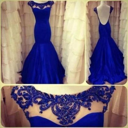 Mermaid Royal Blue Evening Gown Ball Gown Wedding..