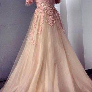 2015 Appliques And Tulle Prom Dresses,..