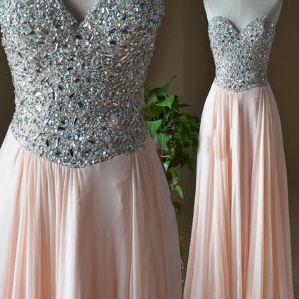 2016 Custom Popular Pink Chiffon Prom Dress,sexy..