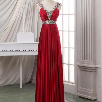 2016 Custom High Quality Red Prom Dress,beading..