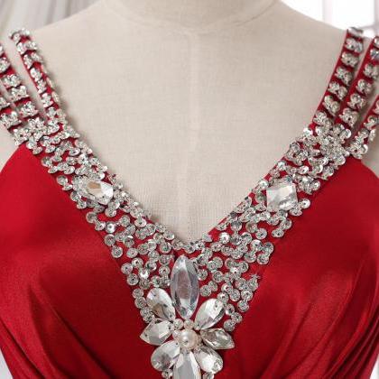 2016 Custom High Quality Red Prom Dress,beading..