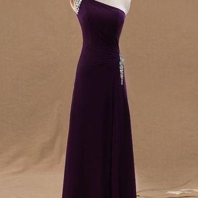2017 Custom Charming Purple Prom Dress,sleeveless..
