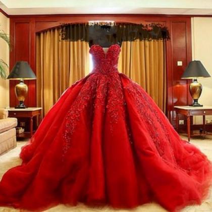2017 Custom Charming Red Wedding Dress,sexy..