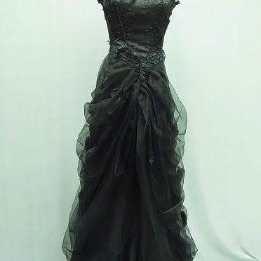 2017 Custom Charming Black Chiffon Prom Dress,sexy..