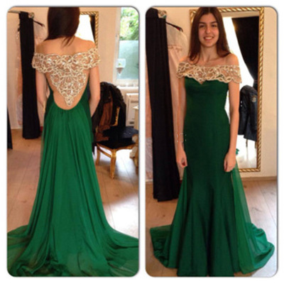 2017 Custom Design Dark Green Prom Dress,off The..