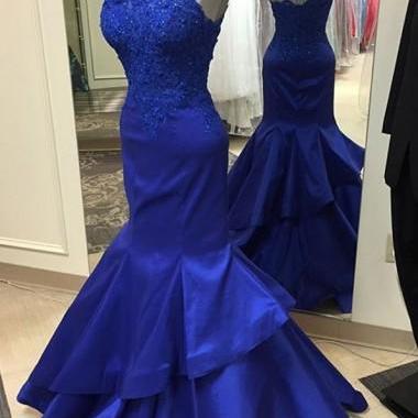 2017 Custom Charming Royal Blue Prom Dress,sexy..