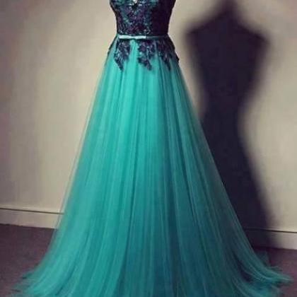 2017 Custom Made Baby Blue Lace Prom Dress,tulle..