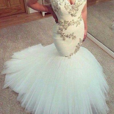 2017 Custom Made White Prom Dress,mermaid Long..