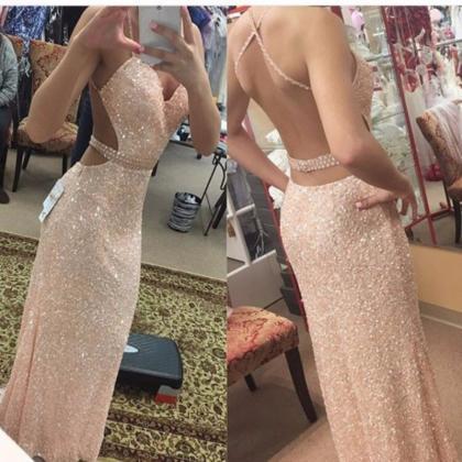 2017 Custom Made Charming Prom Dress,sequined Prom..