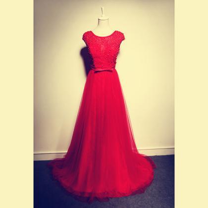 2017 Custom Made Beading Prom Dress,elegant Red..