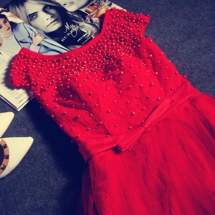 2017 Custom Made Beading Prom Dress,elegant Red..