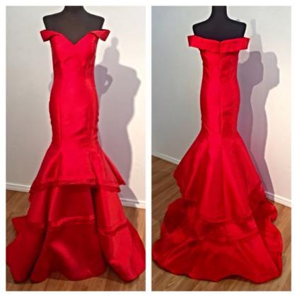 2017 Custom Made Charming Red Mermaid Prom Dress,..