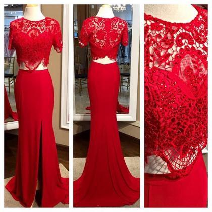 2017 Custom Made Charming Red Two Pieces Prom..