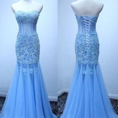 2017 Custom Made Charming Light Blue Prom..