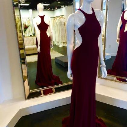 2017 Popular Burgundy Prom Dress,halter Evening..