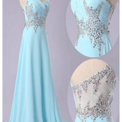 2017 Custom Made Light Blue Prom Dress,sexy One..