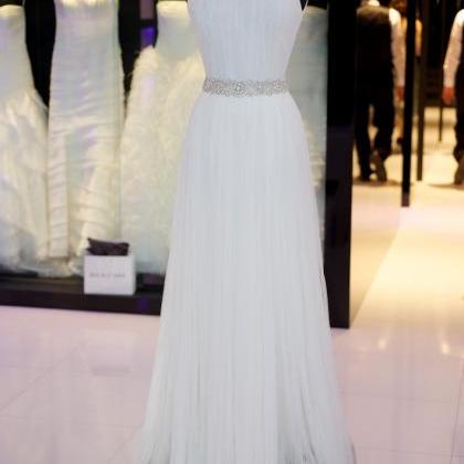 2017 Custom Made White Chiffon Prom Dress,..