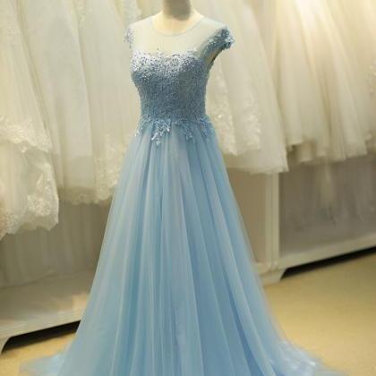 Elegant 2016 Prom Dresses, A Line Blue Evening..