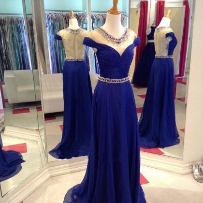 2017 Custom Made Royal Blue Prom Dress,sexy See..