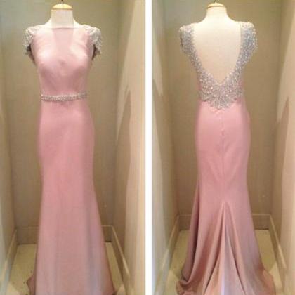 2017 Custom Charming Pink Prom Dress,beading..