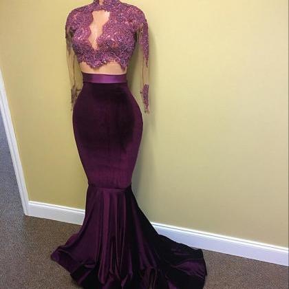 2017 Custom Made Grape Prom Dress,sexy See Through..