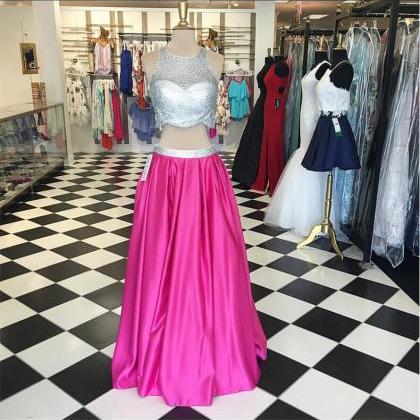 2017 Custom Made Pink Prom Dress,sexy Beading..
