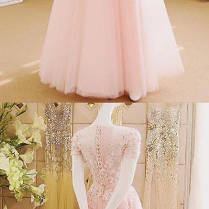 2017 Custom Made Pink Appliques Prom Dress,sexy..