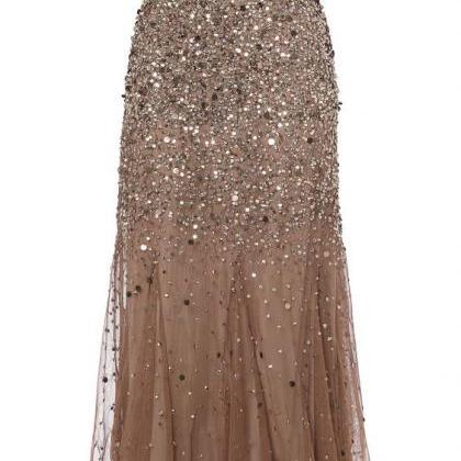 2017 Custom Made Gold Sequined Prom..