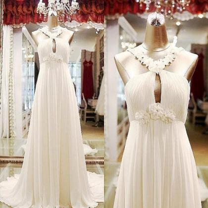 Pretty Simple Ivory Long Prom Dresses, Simple..
