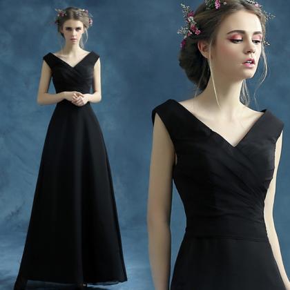 Charming Prom Dress,black Prom Dress,chiffon Prom..