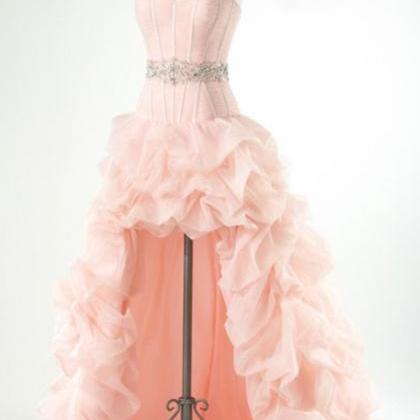 2017 Custom Made Pink Chiffon Prom Dress,sexy..