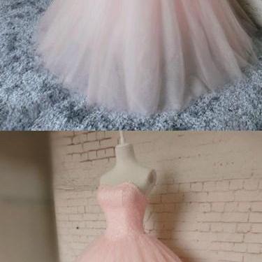Pink Ball Gown Beading Prom Dress,long Prom..