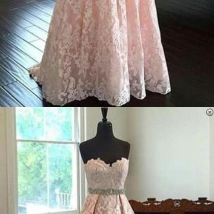 Blush Pink Prom Dress,long Prom Dress,lace Prom..