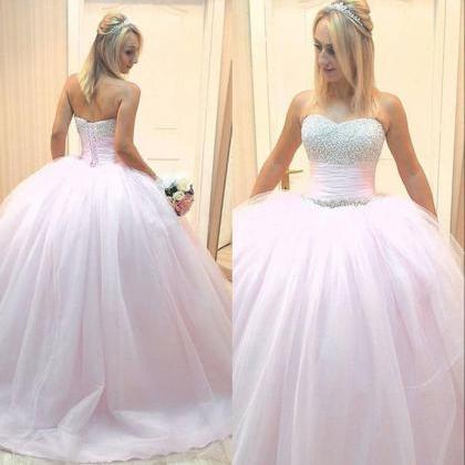 Ball Gown Sweetheart Beading Prom Dress,long Prom..