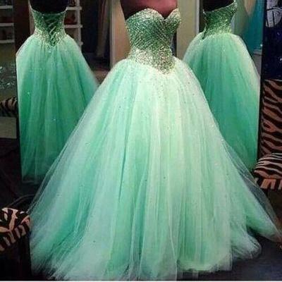 Charming Prom Dress,tulle Prom Dress, Beading Prom..