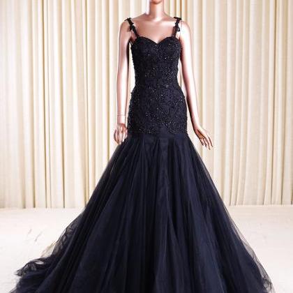 Mermaid Prom Dresses,black Lace Prom Dress,prom..