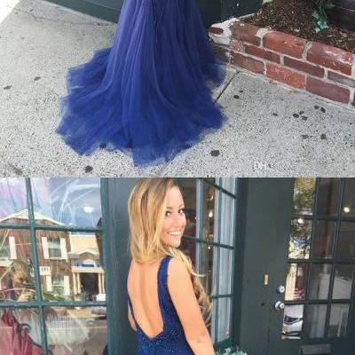 Royal Blue Mermaid Long Prom Dress With Train Sexy Evening Dresses Y1628 main image 1