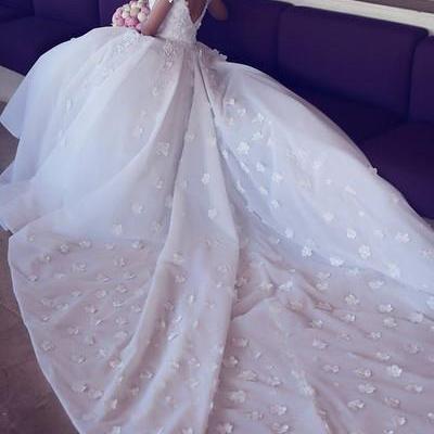 Elegant Off The Shoulder Long White Wedding Dress..