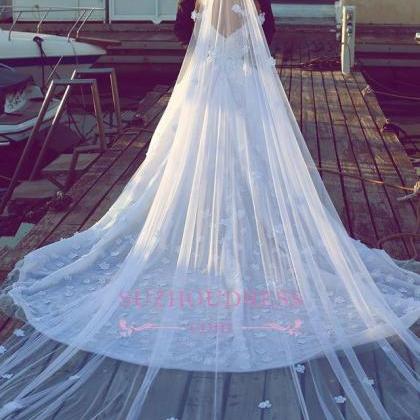 Elegant Off The Shoulder Long White Wedding Dress..