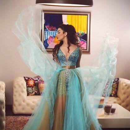 Turquoise Prom Dresses,crystal Beaded Prom..