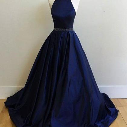 2017 Custom Made Royal Blue Prom Dress,halter..