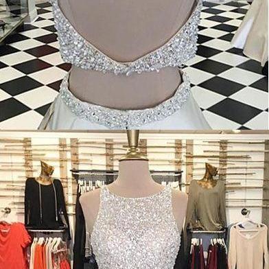 2017 Custom Made Elegant Beaded Prom Dresses,two..