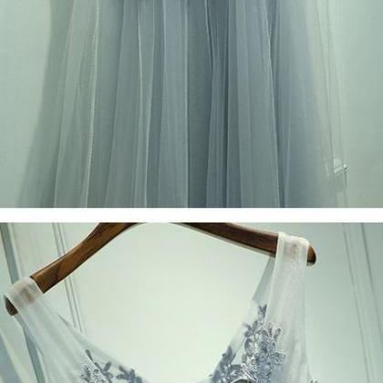 Blush A-line V-neck Sleeveless Long Prom Dress..