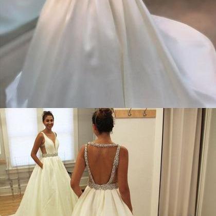 2017 Custom Made White Prom Dress,backless Party..