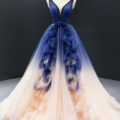 Blue Changing Color Ball Gown Formal Prom Dress, PL0471