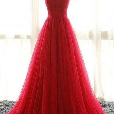 Red Off the Shoulder Prom Dress Long Tulle Prom Dress 2021 Prom Dress,PL0556