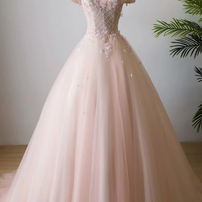 Beautiful Ball Gown Sweep Train Pearl Pink Prom Dress/Evening Dress,PL1997
